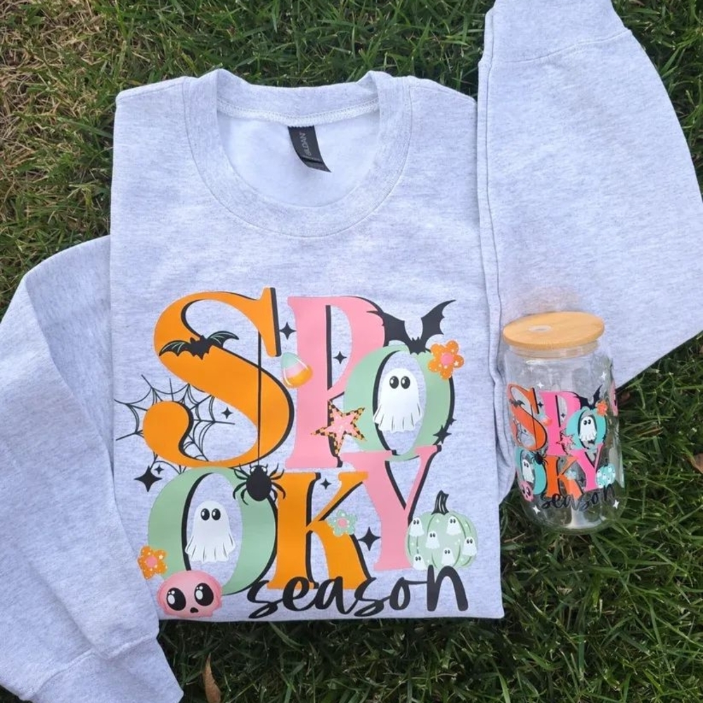 Gray 'Spooky Season' Sweatshirt and Glass Set